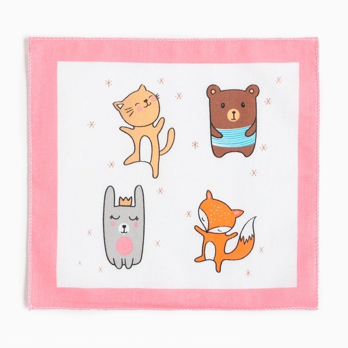 Набор носовых платков Крошка Я "Зверята" 21*21 см-12 шт, цв. МИКС, 100% хл