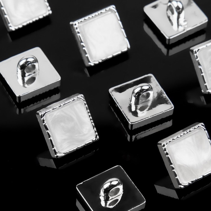 Набор пластиковых пуговиц на ножке, 13 &times; 13 мм, 10 шт, цвет серебряный