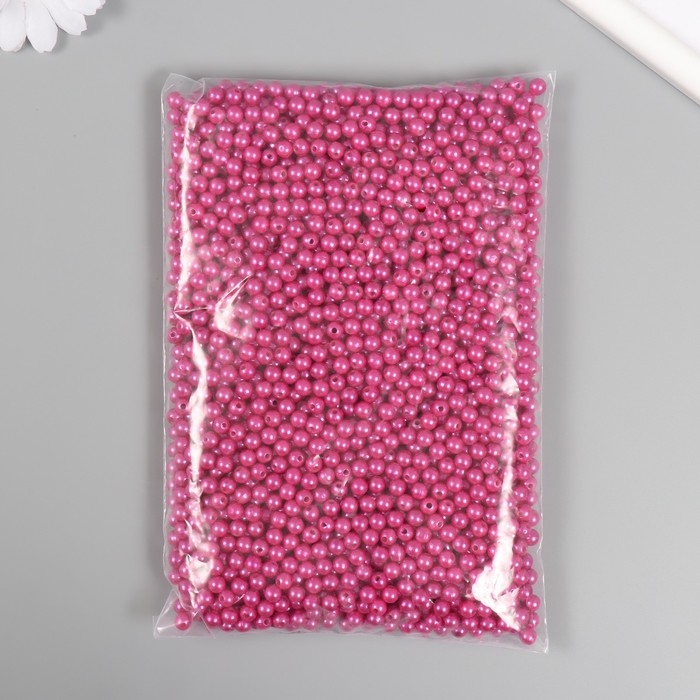 Набор бусин "Жемчуг" d 6 мм, 250 гр, малиновый