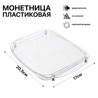 Монетница пластиковая OPTIMA, 17&times;20,5&times;1,5, цвет прозрачный