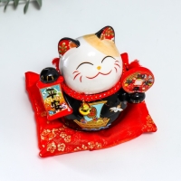 Копилка керамика "Манэки-нэко чёрный с веером и свитком" 9х8х11 см Копилка керамика "Манэки-нэко чёрный с веером и свитком" 9х8х11 см