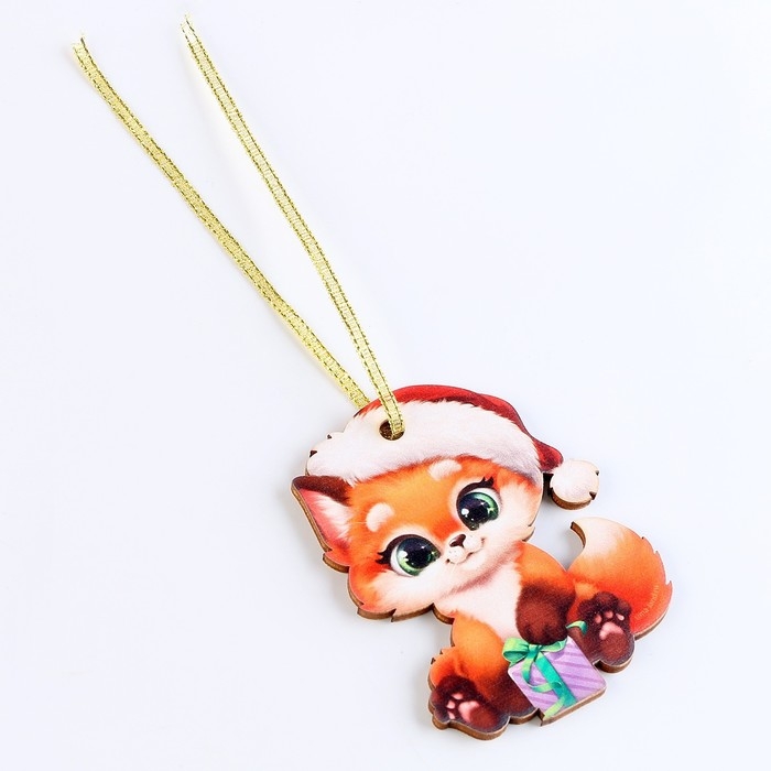 Ёлочная игрушка - подвеска деревянная «Новый год! Лисёнок» Ёлочная игрушка - подвеска деревянная «Новый год! Лисёнок»