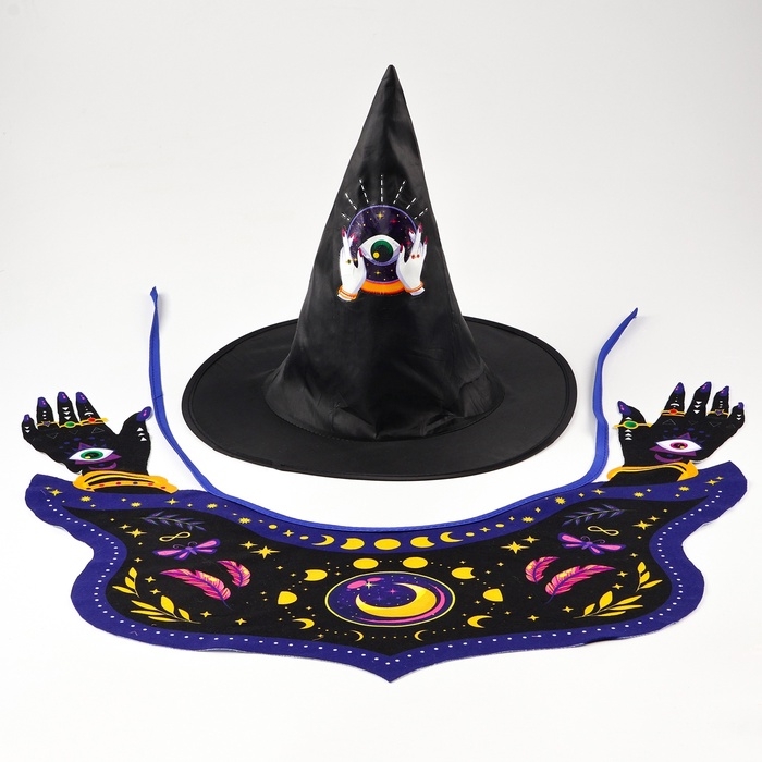 Карнавальный набор &laquo;Тёмная ведьма&raquo;: шляпа, воротник