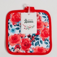 Прихватка Доляна "Розы" 17х17 см, 100% п/э Прихватка Доляна "Розы" 17х17 см, 100% п/э