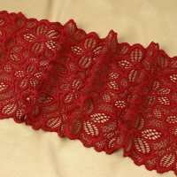Кружевная эластичная ткань, 180 мм &times; 2,7 &plusmn; 0,5 м, цвет бордовый
