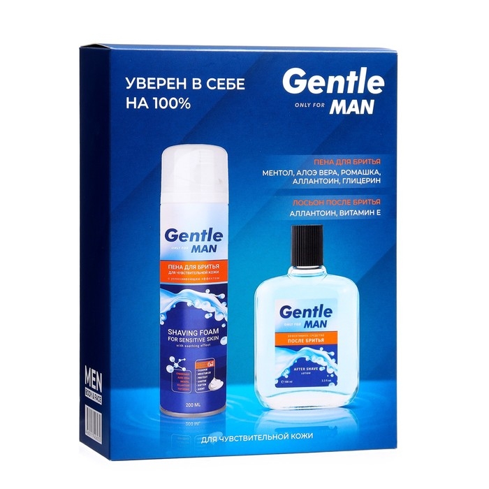 Подарочный набор косметики Gentle: пена для бритья, 200 мл + лосьон после бритья, 100 мл