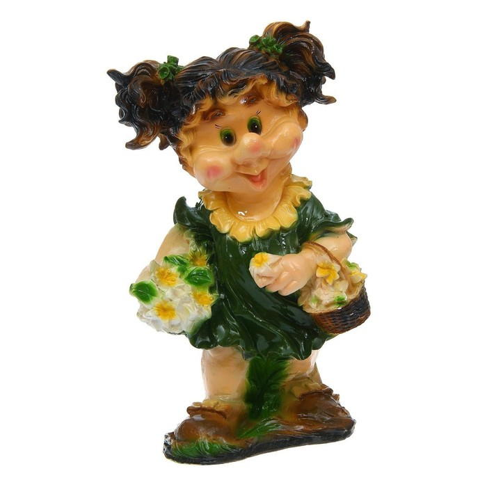 Садовая фигура Садовая фигура "Гном девочка с цветами" большая 30х29х58см МИКС