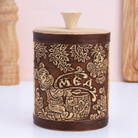 Туес  &laquo;Мишка с пчелкой&raquo;, 11&times;11&times;12 см, береста