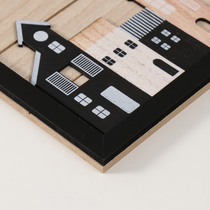 Крючки декоративные дерево "Домики в раме" 31х24 см