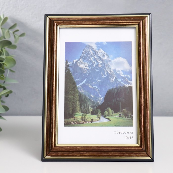 Фоторамка пластик Фоторамка пластик "Офис 2" 10х15 см, бронза