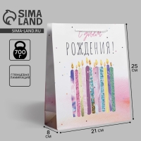 Пакет подарочный ламинированный, упаковка, &laquo;С Днём Рождения&raquo;, ML 21 х 25 х 8 см