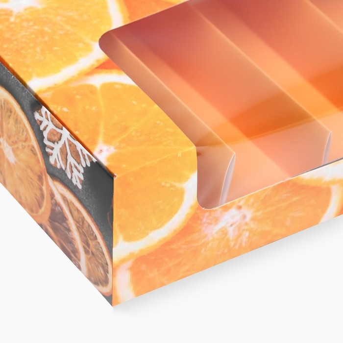 Новый год. Кондитерская упаковка под 5 эклеров Новый год. Кондитерская упаковка под 5 эклеров "Мандарины", 25,2 х 15 х 6,6 см