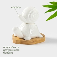 Набор для специй на деревянной подставке BellaTenero &laquo;Черепаха и улитка&raquo;, 2 предмета: солонка 25 мл, перечница 30 мл, цвет белый