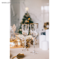 Набор бокалов хрустальных для вина «Цветок», отводка золотом, 160 мл, 6 шт Набор бокалов хрустальных для вина «Цветок», отводка золотом, 160 мл, 6 шт