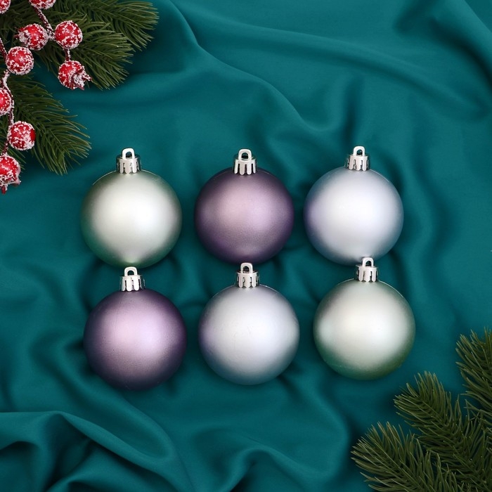 Набор шаров пластик d-6 см, 6 шт "Элит" микс