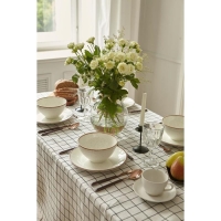 Скатерть Доляна "Клетка" 145х145&plusmn;3см,100%пэ, рогожка 130 гр/м