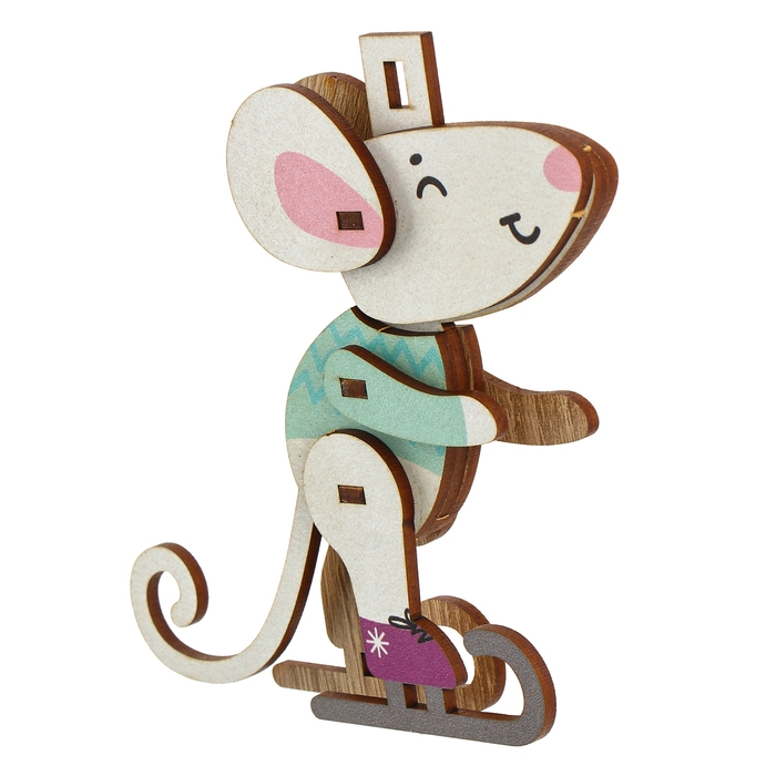 Ёлочная игрушка - подвеска деревянная сборная «Новый год! Мышонок» Ёлочная игрушка - подвеска деревянная сборная «Новый год! Мышонок»