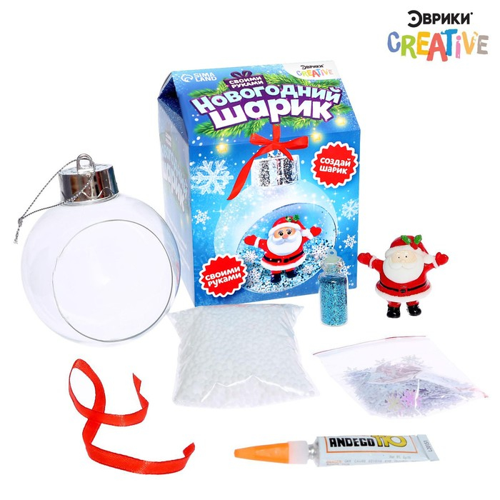 Набор для опытов &laquo;Новогодний шарик&raquo;, Дед Мороз, диаметр 7 см