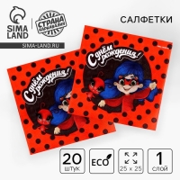 Салфетки бумажные &laquo;С днём рождения&raquo;, 25 &times; 25 см, в наборе 20 шт.
