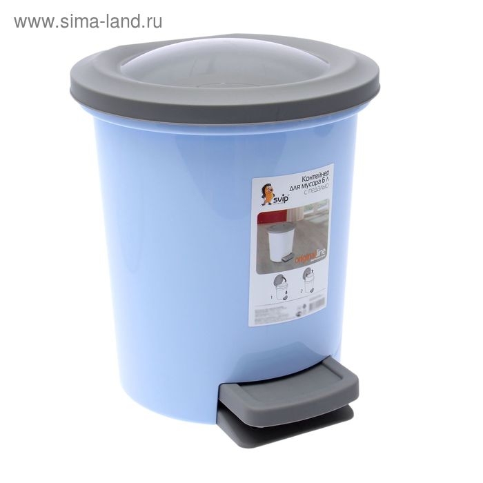 Ведро для мусора с педалью, 6 л, цвет МИКС Ведро для мусора с педалью, 6 л, цвет МИКС