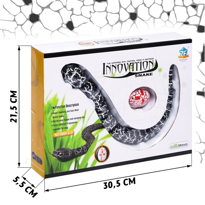 Животное радиоуправляемое «Змея», свет, работает от аккумулятора, цвет черный Животное радиоуправляемое «Змея», свет, работает от аккумулятора, цвет черный