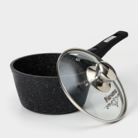 Ковш &laquo;Гранит black&raquo; Induction Pro, 1,7л, стеклянная крышка, съёмная ручка, цвет чёрный