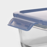 Контейнер из жаропрочного стекла, 1010 мл, 2 секции, синяя крышка