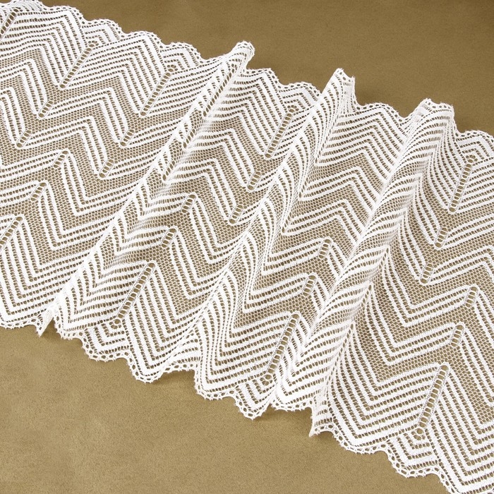 Кружевная эластичная ткань, 200 мм &times; 2,7 &plusmn; 0,5 м, цвет белый