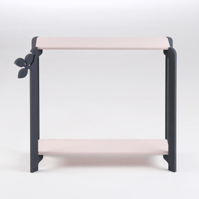 Полка для цветов двухъярусная Полка для цветов двухъярусная "Флора" 49х59х23 см, Серо-розовый