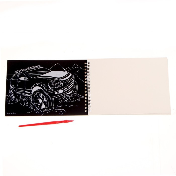 Гравюра блокнот детский &laquo;Поехали!&raquo;, 10 листов, штихель, для мальчика