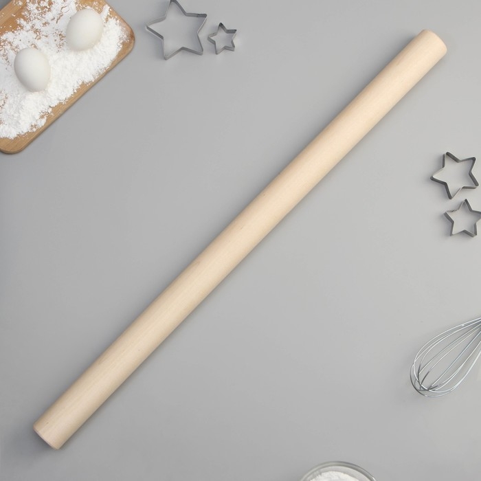 Скалка прямая Доляна, 70&times;4,3 см, берёза