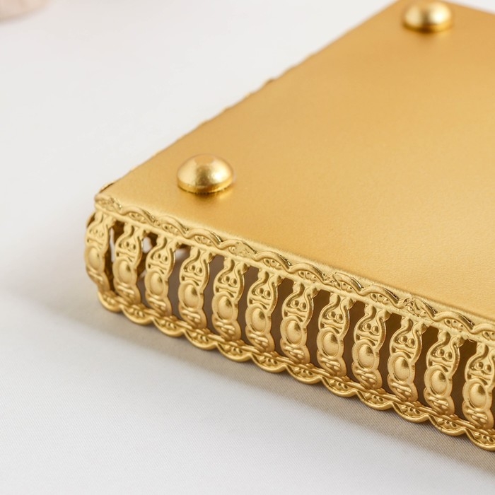 Поднос &laquo;Леонардо&raquo;, 28&times;14,5&times;3,5 см, прямоугольный, цвет золотой