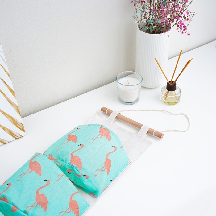 Органайзер подвесной с карманами Доляна «Фламинго», 3 отделения, 20×60 см, цвет голубой Органайзер подвесной с карманами Доляна «Фламинго», 3 отделения, 20×60 см, цвет голубой