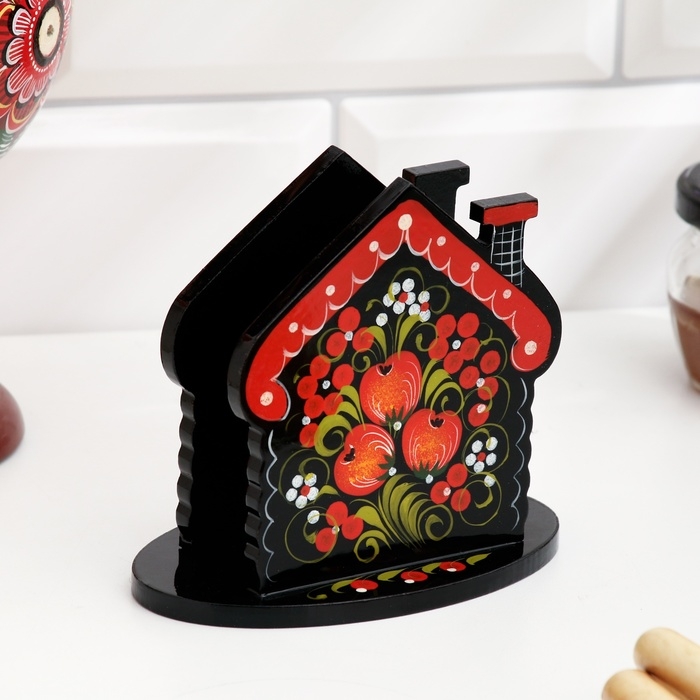 Салфетница &laquo;Домик&raquo;, 7 х 10 см, хохлома