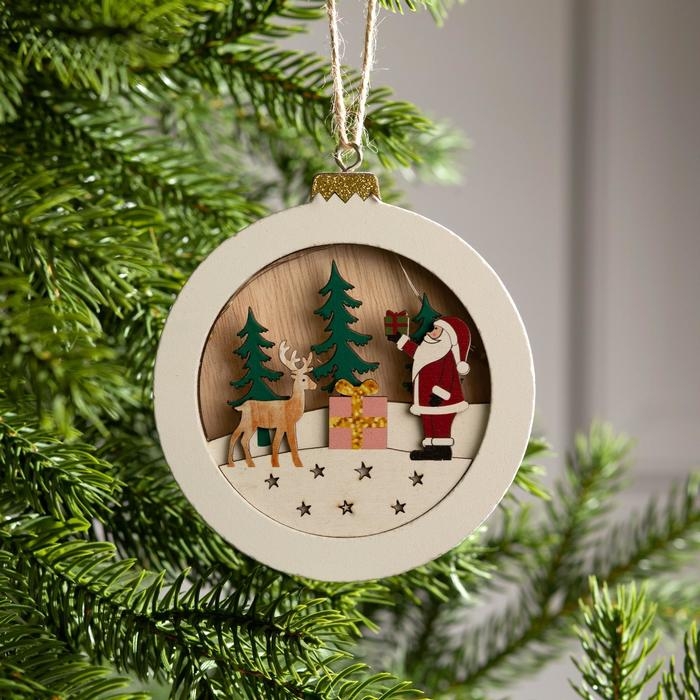 Ёлочная игрушка «Шар с Дедом Морозом», от батареек, свечение тёплое белое Ёлочная игрушка «Шар с Дедом Морозом», от батареек, свечение тёплое белое