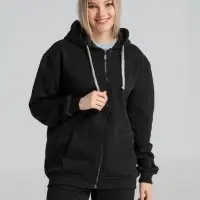 Толстовка на молнии с капюшоном Unit Siverga Heavy черная, размер XS