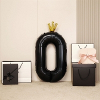 Шар фольгированный 40" &laquo;Цифра 0 с короной&raquo;, цвет чёрный