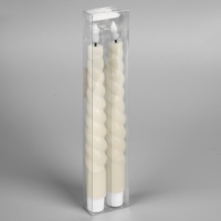 Набор светодиодных витых свечей, белые, 2 &times; 25 &times; 2 см, пластик, воск, батарейки АААх2 (не в комплекте), свечение тёплое белое, 2 шт.