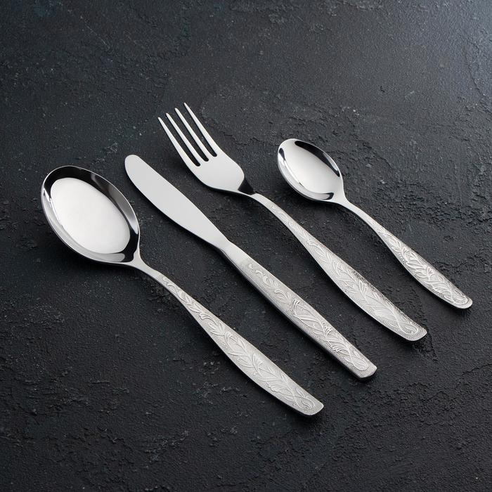 Набор столовый &laquo;Уралочка&raquo;, 12 предметов, толщина 2 мм, декорированная коробка, цвет серебряный