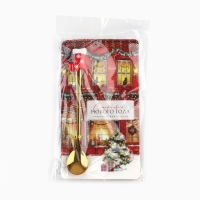 Ложка новогодняя с резиновым доп.элементом &laquo;Новый год: Счастливого нового года&raquo;, 3,5 х 16 см