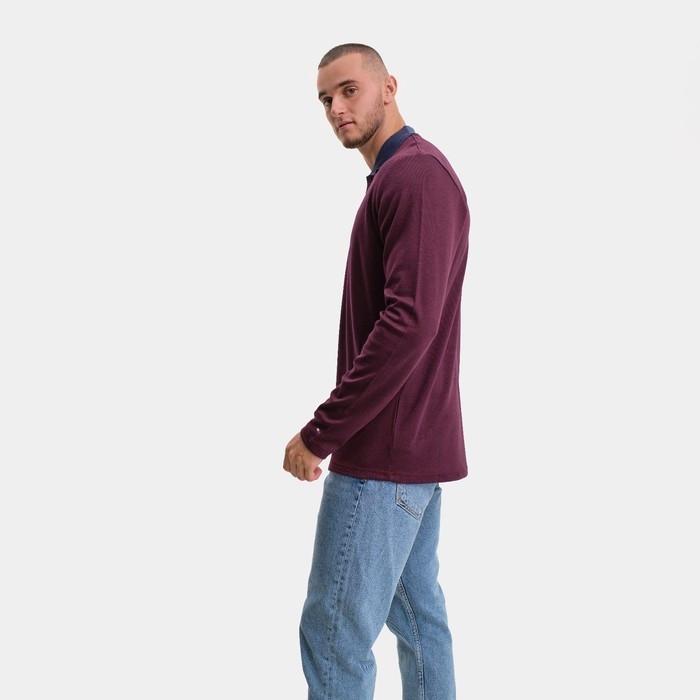 Поло мужское с длинным рукавом, цвет бордовый, размер 44 (S)