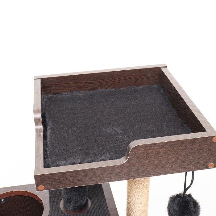 Комплекс для кошек с когтеточкой, с домиком, 58 х 54 х 87см, ЛДСП, цвет венге Комплекс для кошек с когтеточкой, с домиком, 58 х 54 х 87см, ЛДСП, цвет венге