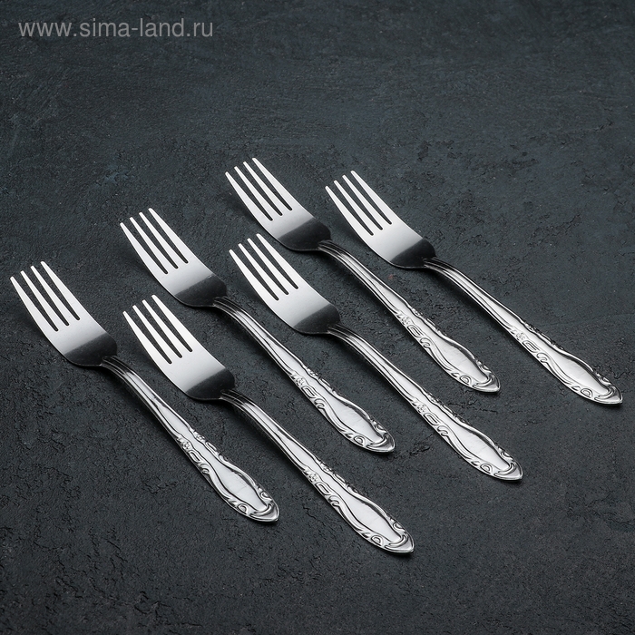 Набор столовых вилок «Общепит», h=19 см, толщина 0,7 мм, 6 шт, цвет серебряный Набор столовых вилок «Общепит», h=19 см, толщина 0,7 мм, 6 шт, цвет серебряный