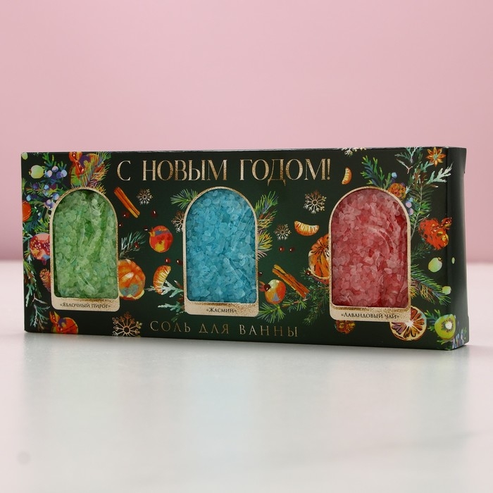 Подарочный набор косметики &laquo;С Новым Годом!&raquo;, соль для ванны, 3 х 100 г, ЧИСТОЕ СЧАСТЬЕ