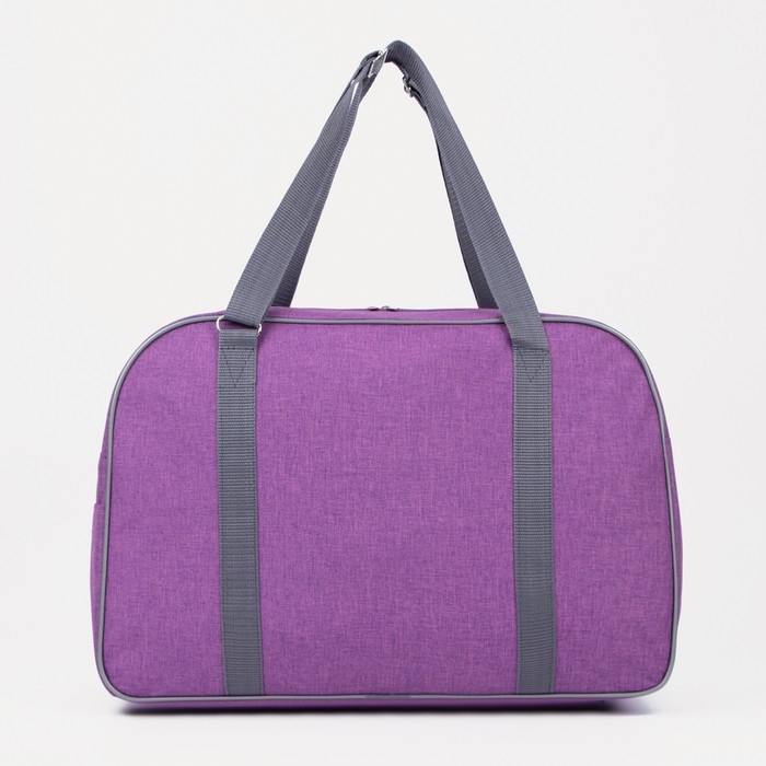 Сумка дорожная на молнии, наружный карман, держатель для чемодана, цвет сиреневый