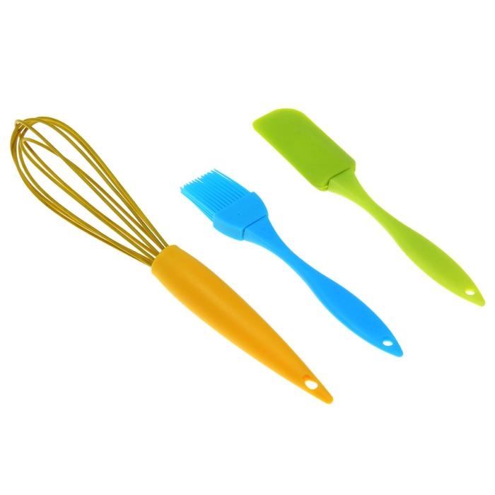 Набор для выпечки Доляна &laquo;Лето&raquo;, 3 предмета: лопатка 18,7 см, кисть 17 см, венчик 26 см, цвет МИКС