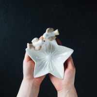 Блюдо керамическое сервировочное &laquo;Голубки на цветочке&raquo;, 14&times;13,5&times;4 см, цвет белый