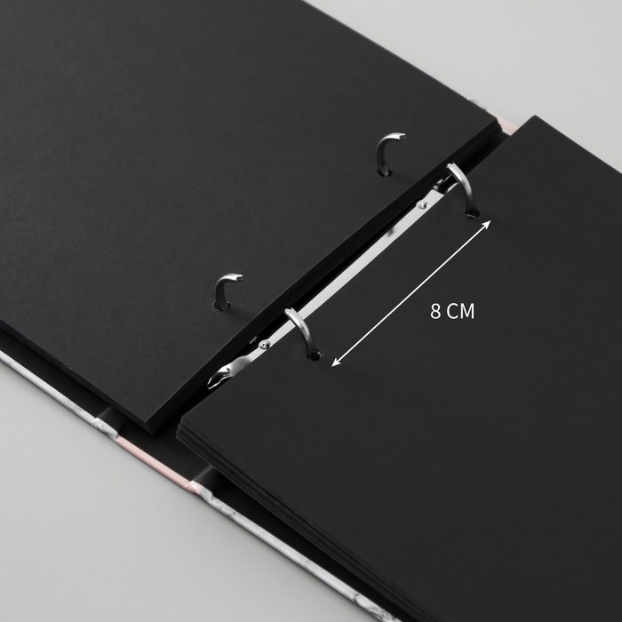 Фотоальбом 25 листов (уголки+кольца) "Треугольники: мрамор, кожа" 27х19 см