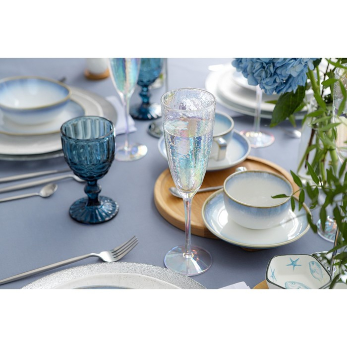 Бокал для шампаского стеклянный Magistro &laquo;Жемчуг&raquo;, 270 мл, 7&times;26 см, цвет перламутровый