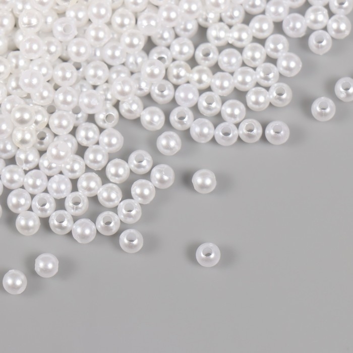 Набор бусин "Жемчуг" d 4 мм, 250 гр, белый